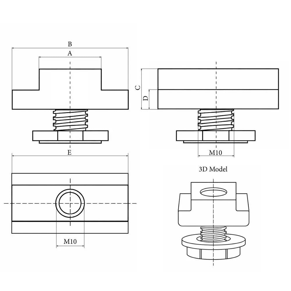 T-utorni kamen 14x8 mm M12, 2-delni – slika 3