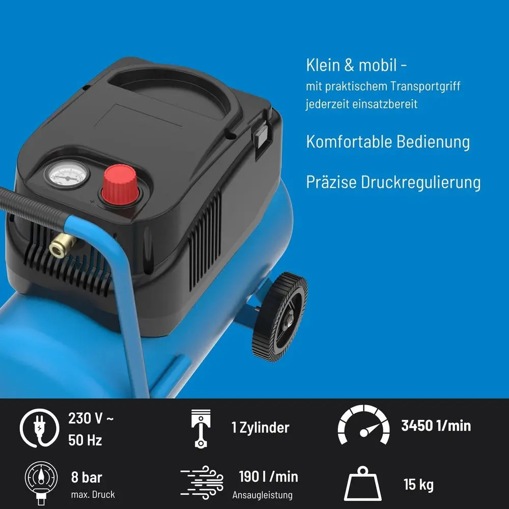 Kompresor 24 l, 8 bar, 190 l/min, brezoljni – slika 7