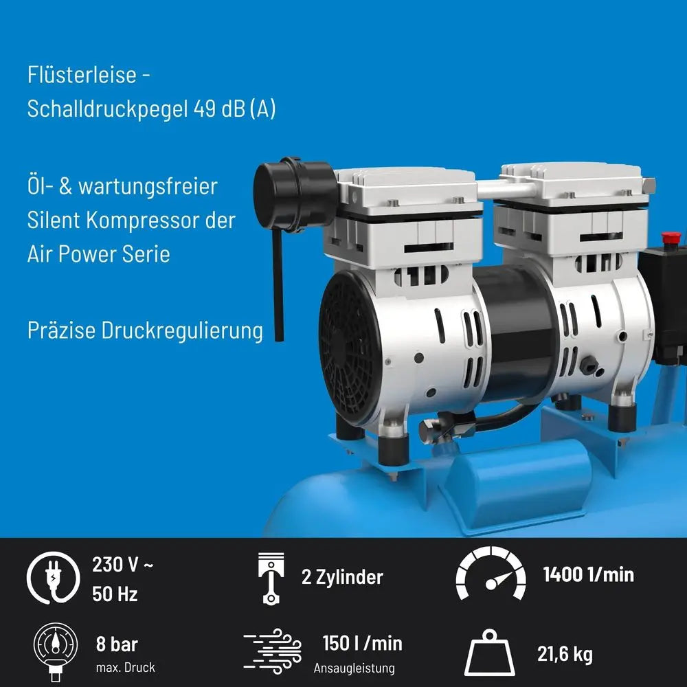 Kompresor 24 l, 8 bar, 150 l/min, tihi – slika 10