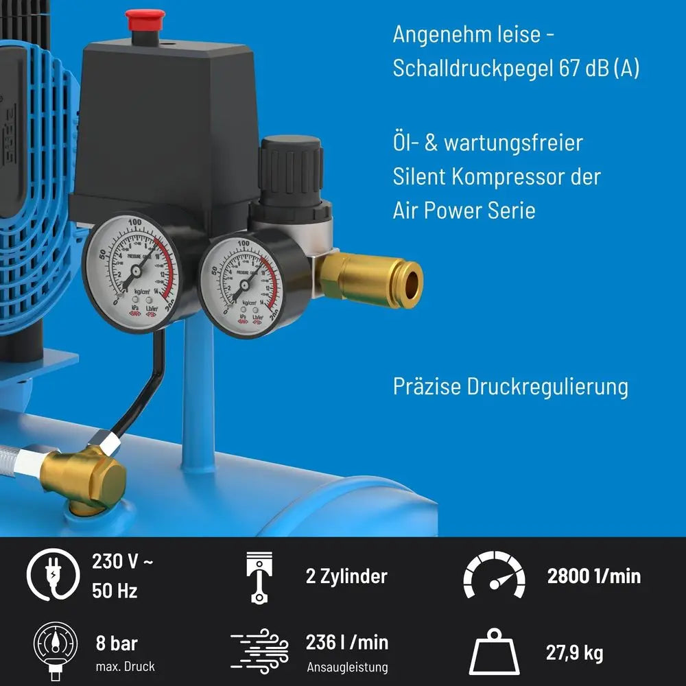 Kompresor 50 l, 8 bar, 270 l/min, tihi – slika 6