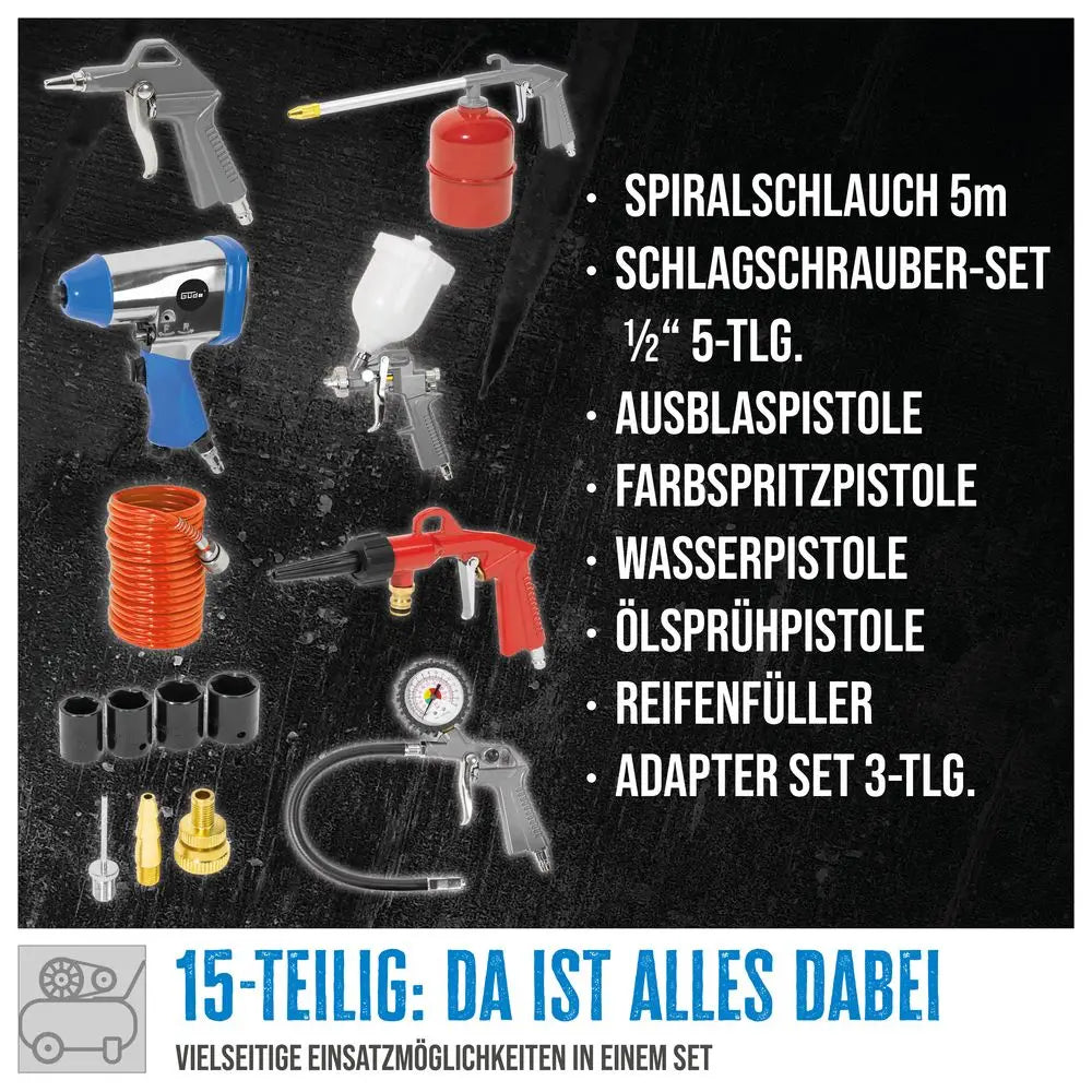 Kompresor 50 l, 10 bar, 405 l/min, 15-delni komplet – slika 7