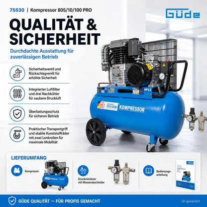 Kompresor 100 l, 10 bar, 805 l/min, PRO – slika 12