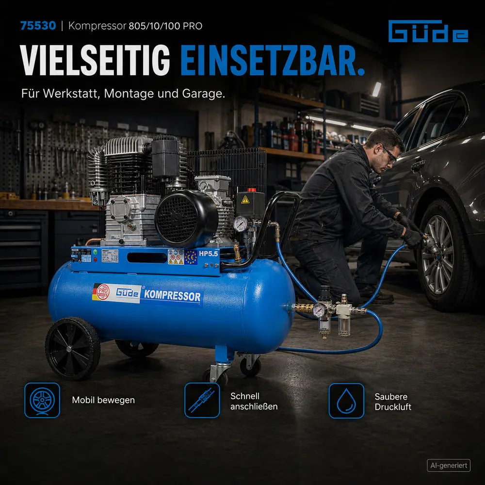 Kompresor 100 l, 10 bar, 805 l/min, PRO – slika 13